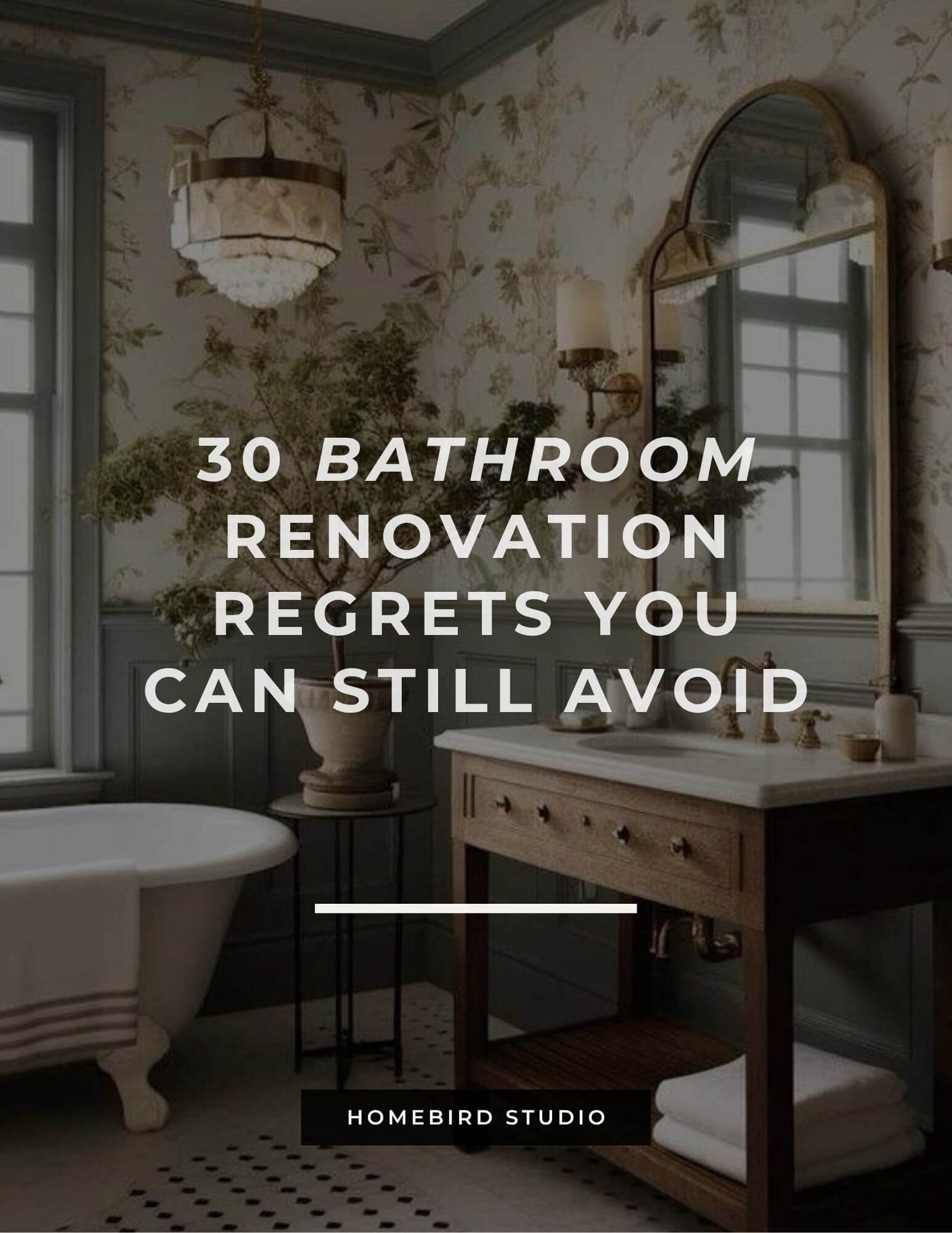 Period-style bathroom with freestanding bath and classic vanity — 30 renovation mistakes to avoid